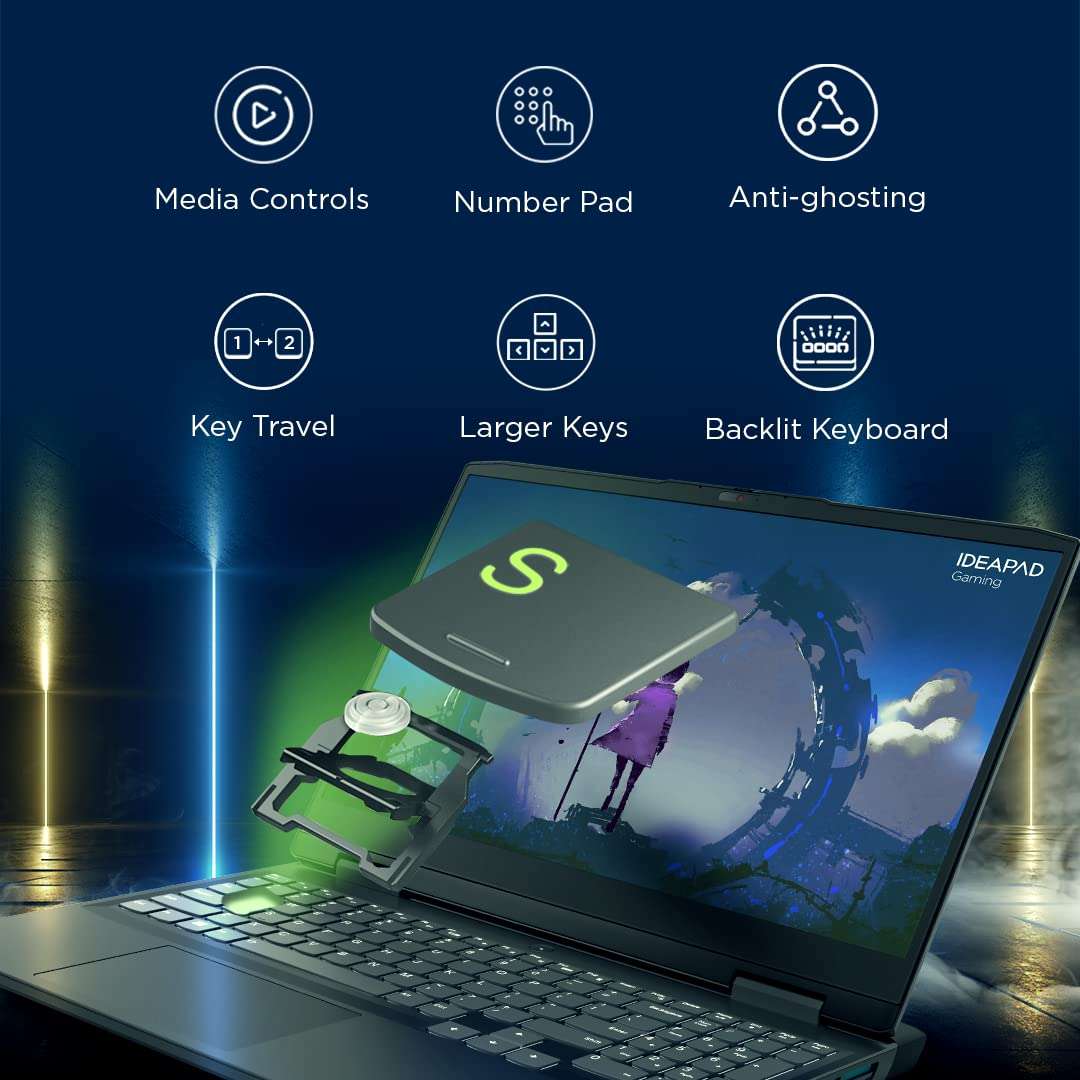 Lenovo IdeaPad Gaming 3 AMD Ryzen 5 6600H 15.6" (39.62cm) FHD IPS 120Hz Gaming Laptop (8GB/512GB SSD/Win11/Office/NVIDIA RTX 3050 4GB/RGB Keyboard/Onyx Grey/2.32Kg), 82SB00V2IN + M200 Gaming Mouse 4