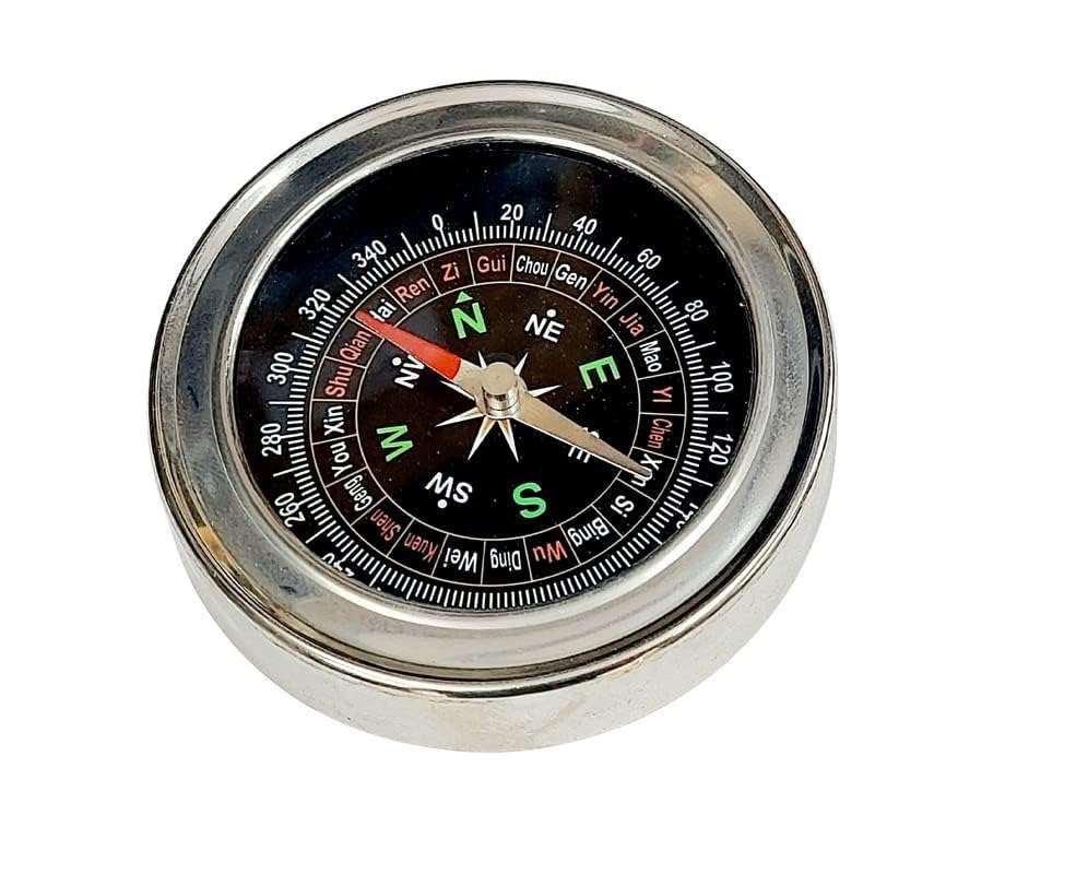ERH India 1 Pc Magnetic Direction Compass Small Size 75mm Diameter Stainless Steel Directional Compass for Outdoor Mountaineering and DIY School Projects