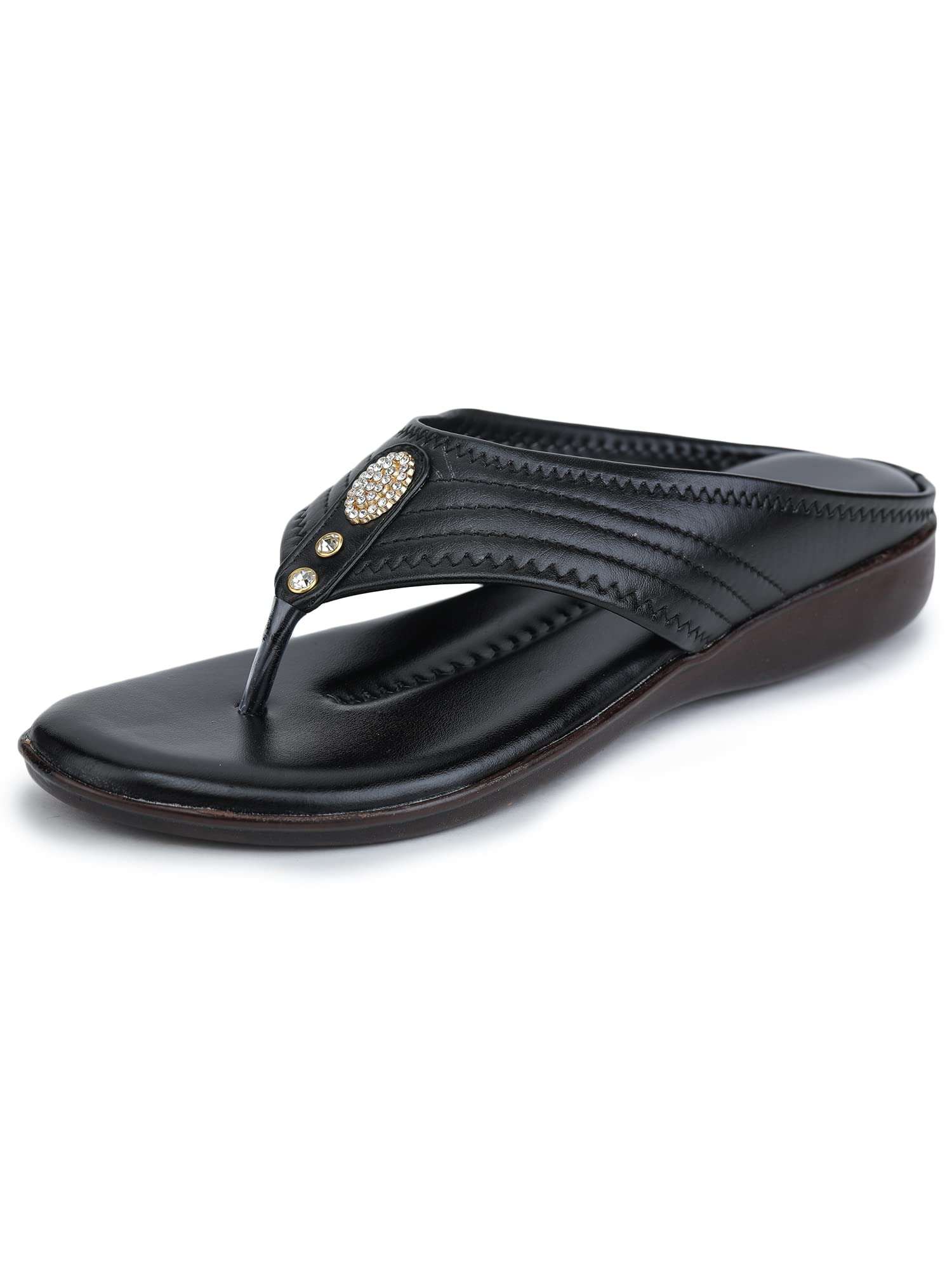 Bootco Flat for Womens & Ledies Attractive Silver Nag Design With Comfortable Soft Feel During Wearing This Trending Black Color Easy To Fitt Flat Slipper 5