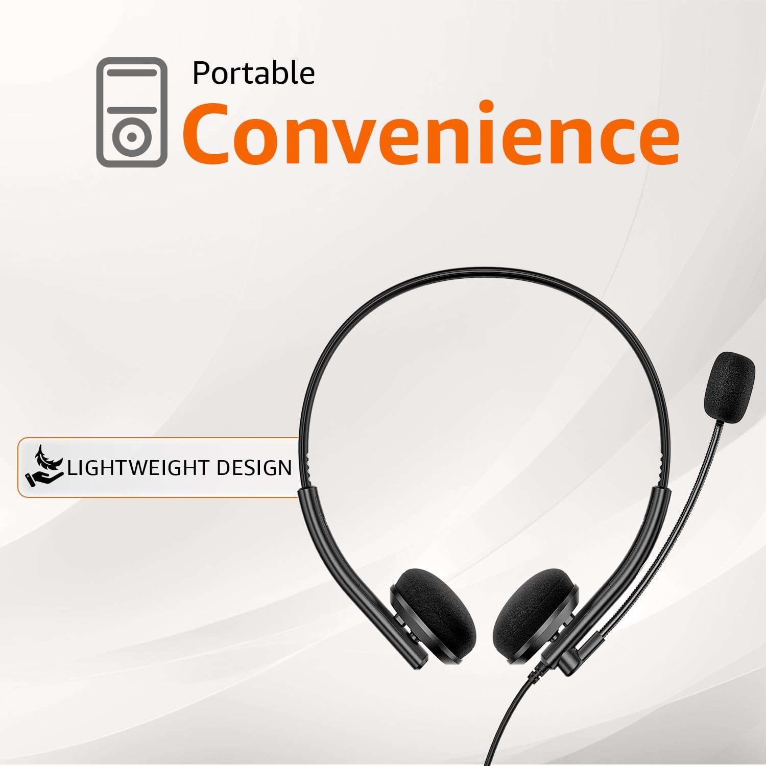 amazon basics Wired On-Ear Headphones with Noise-Cancelling Mic | Enhanced DSP | Adjustable Headband & SoundGuard | Lightweight | for PC/Mac (Black) 4