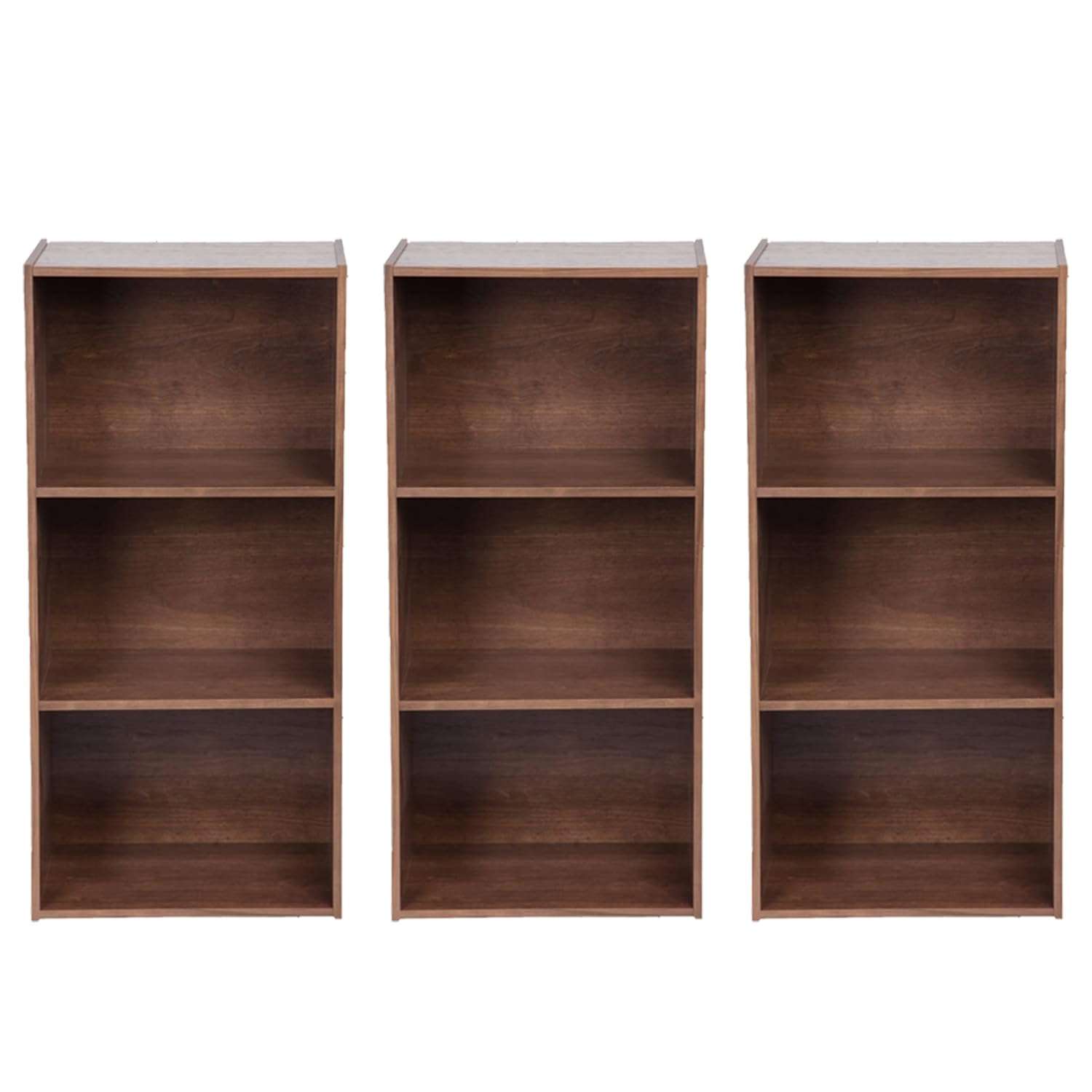 Kuber Industries Book Shelf|Wooden 4 Shelves Engineered Bookshelf|Storage Cabinet for Kitchen,Wall Shelf,Décor Shelf,30"X30",(Brown) (Pack of 3) 1