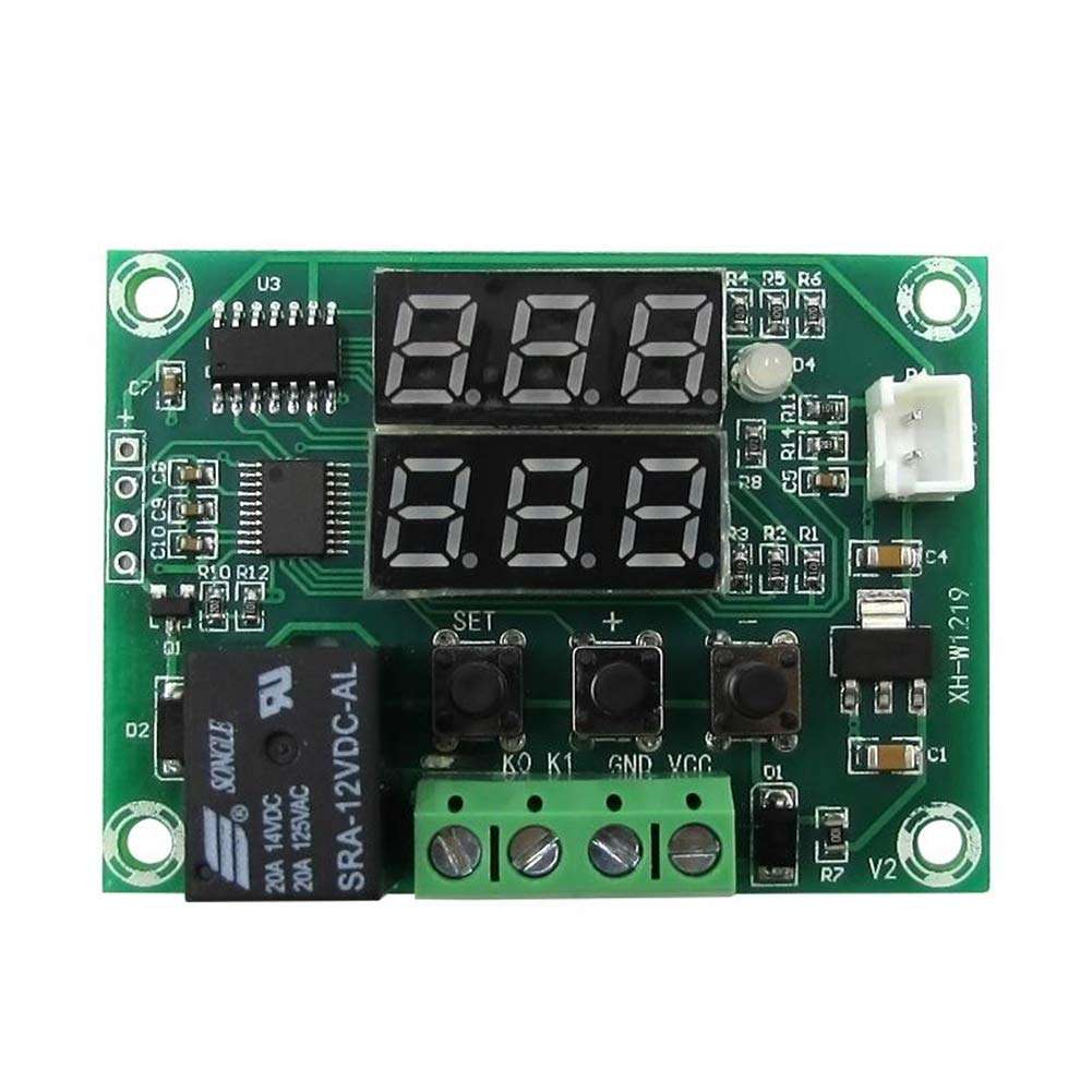 XH W1219 Temperature Controller Module Double LED Display DC 12V Digital Cooling/Heating Thermostat with Waterproof NTC Probe Dual (Red Green) 2PCS 4