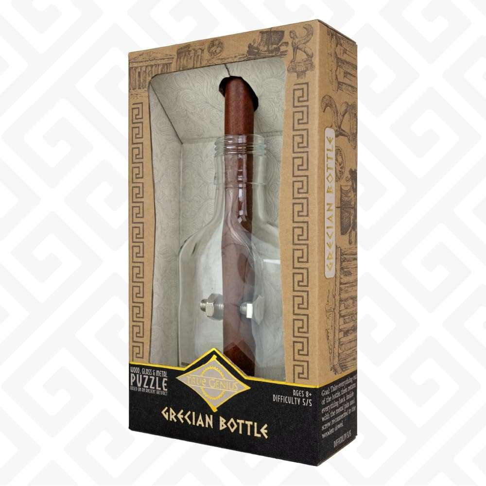 True Genius - Grecian Glass Bottle Brainteaser Puzzle- Disassembly Puzzle, Brain Teaser, Brain Teaser for Adults, Gifts for Men, Take everything out and then put back together 5