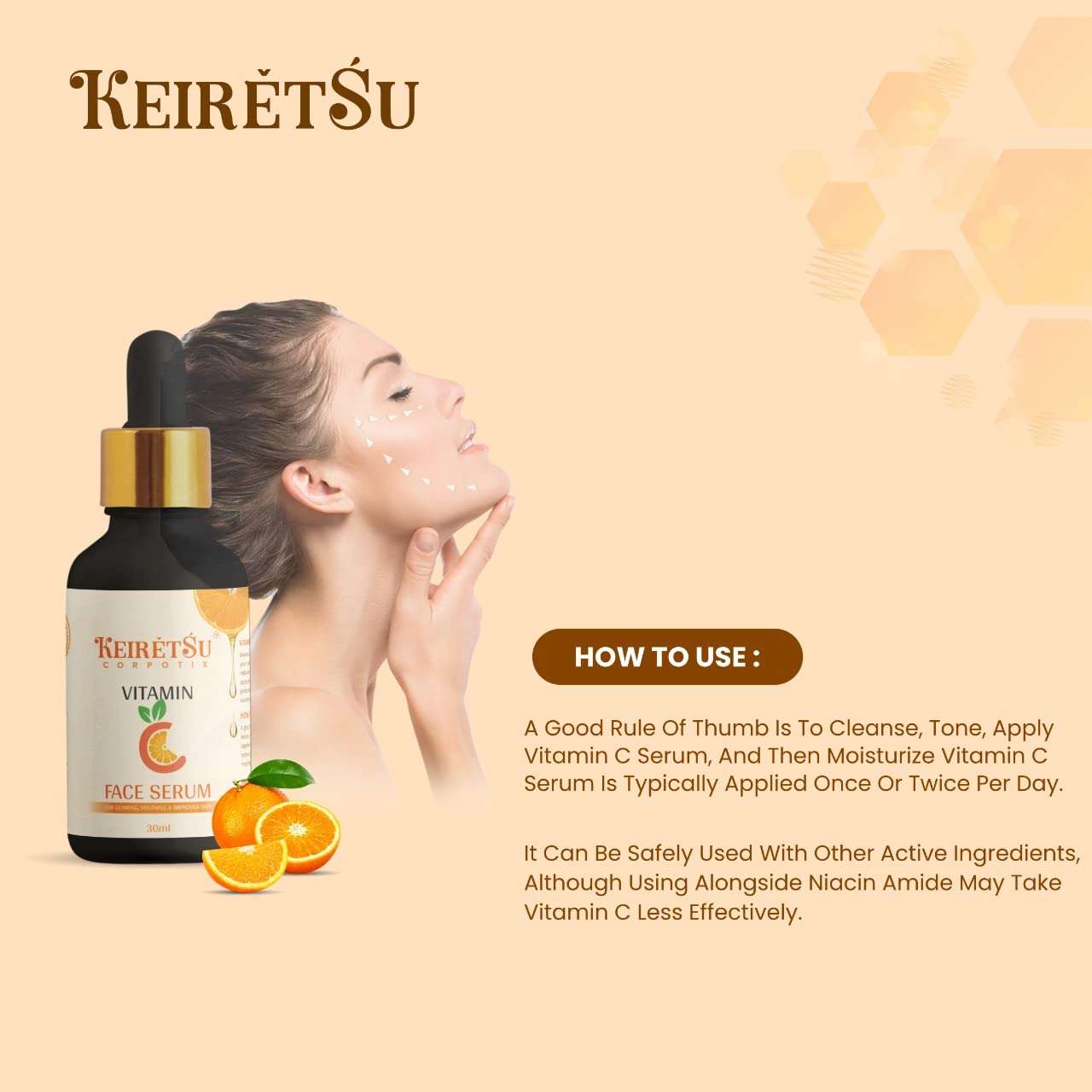 KEIRETSU Vitamin C Face Serum for Glowing & Brightening Skin, Protect Against Sun Damage (30 ml) 4