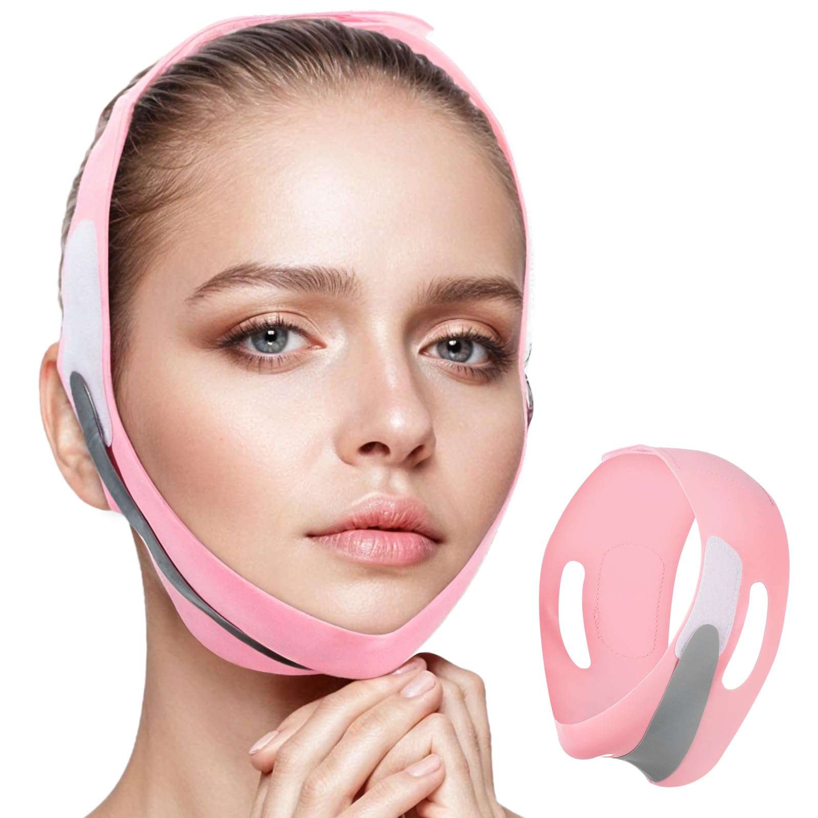 Yuanchu V Line Lifting Mask, Reusable V Line Face Strap V Line Lifting Face Mask Face Lifting Strap Jaw Exerciser Soft Chin Strap for Women(Pink)