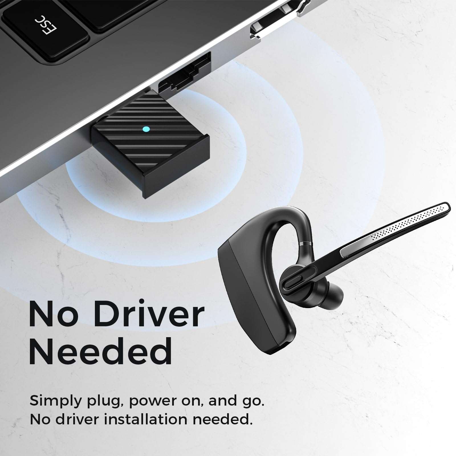 USB Bluetooth Adapter for PC, Plug & Play Bluetooth Dongle for PC, Mac, Headphones, Wireless Audio Transmitter for Computer Desktop, Supports Windows 11/10/8.1 & macOS, PS4/PS5 5