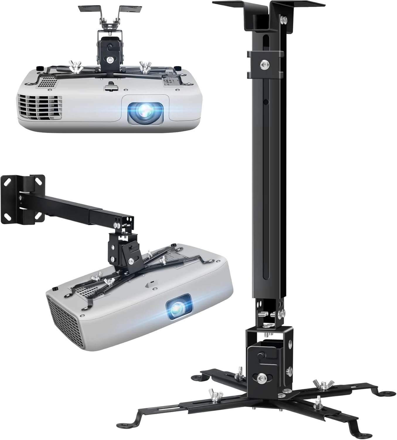 2-Be-Best Upgraded Projector Ceiling Mount Adjustable Projector Wall Mount Max Load Capacity 42 LBS / 19KG Ceiling Projector Mount Universal Black 1