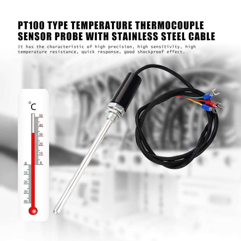 PT100 Thermal Probe?Temperature Thermocouple Sensor?-50~450? Measuring Range Temperature Thermocouple Sensor Probe with Stainless Steel Cable(150MM) 2