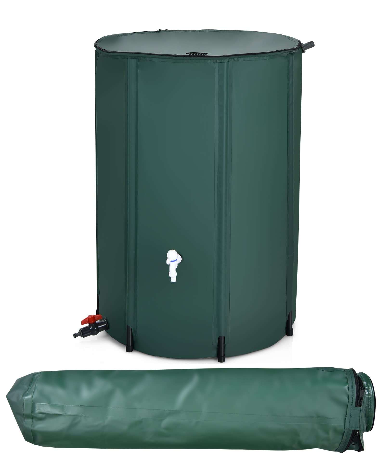 Happygrill 100 Gallon Collapsible Rain Barrel, PVC Rain Water Collection Barrel with Spigot Water Storage Container & Top Mesh, Portable Rain Barrels to Collect Rainwater from Gutter for Garden Lawn 1