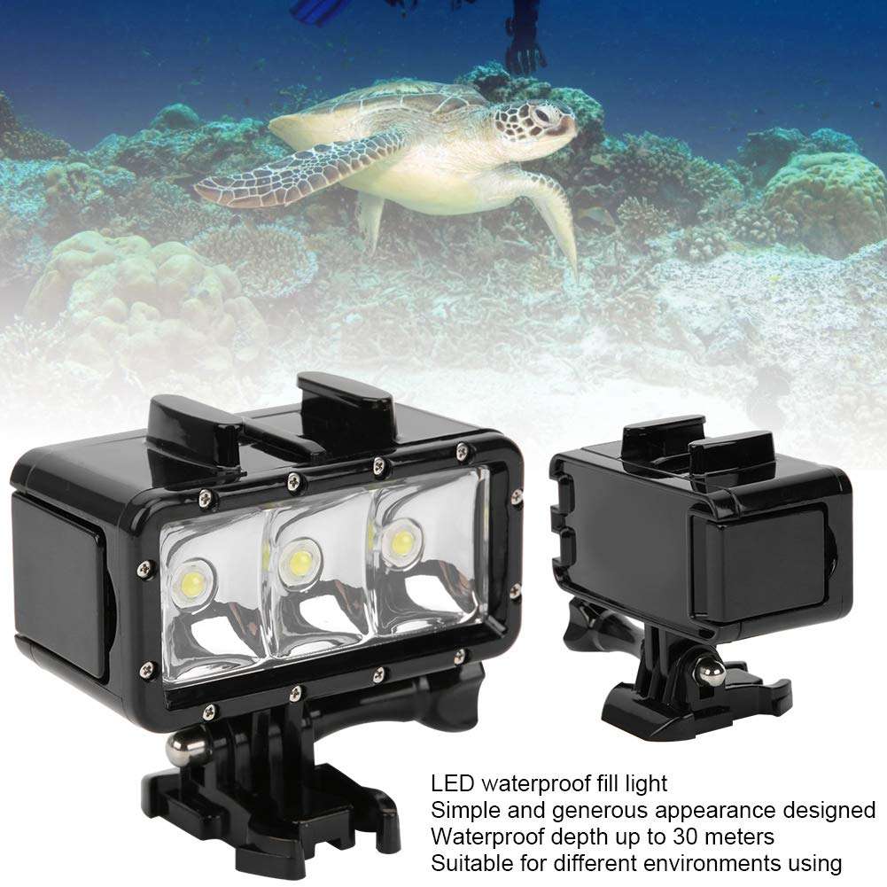 Diving LED Fill Light,LED Waterproof Fill Light Waterproof Depth up to 30M,Matched Using with Chest Strap,Headband,Suitable for Photography,Video,Underwater,Entertainment,Photography Accessories 2