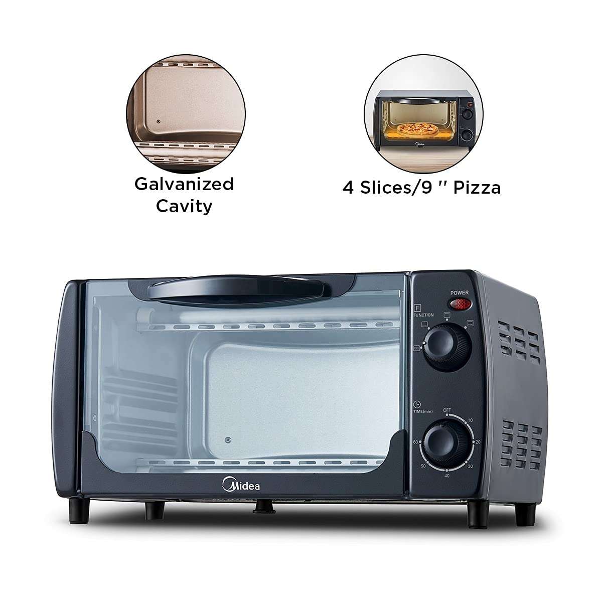 Midea MEO-10BAW1 10L Oven Toaster and Grill with 2 Heating Mode, Black 2