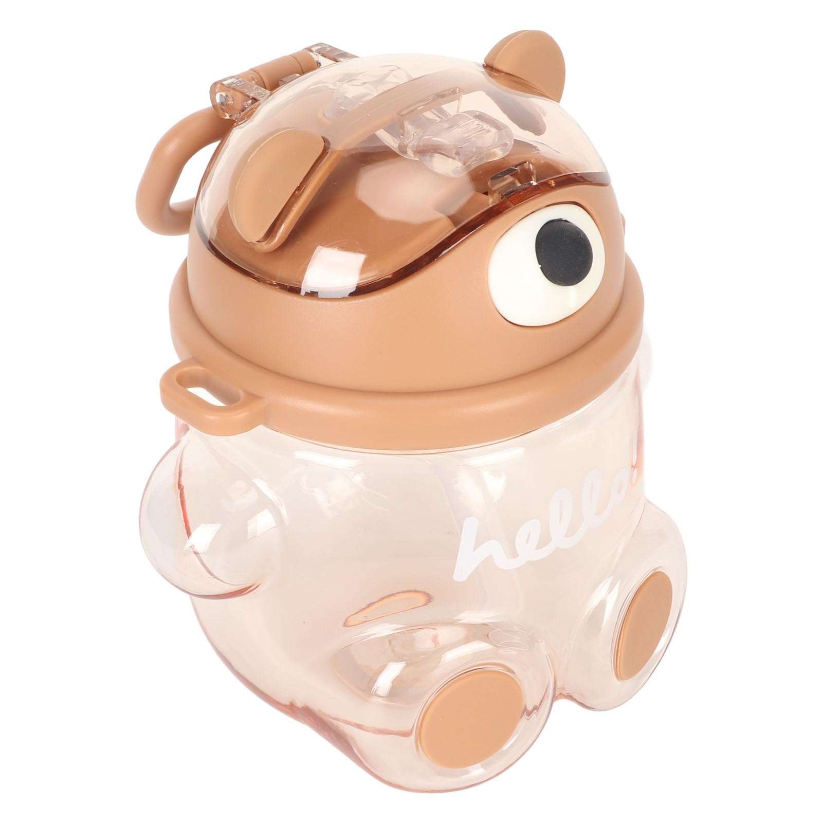 Bear Water Bottle, Kawaii Safe 700ml Hiking Plastic Water Bottle Cute Water Bottles Water Bottle with Strap Kids Water Bottles Kawaii Water Bottle for School Sports Camping Picnic(Coffee) 1