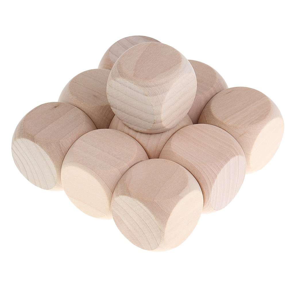 CALANDIS 10PCS Naural Wood Blank Dice D6 30mm Game Dice for Kids DIY Decorating Games 1