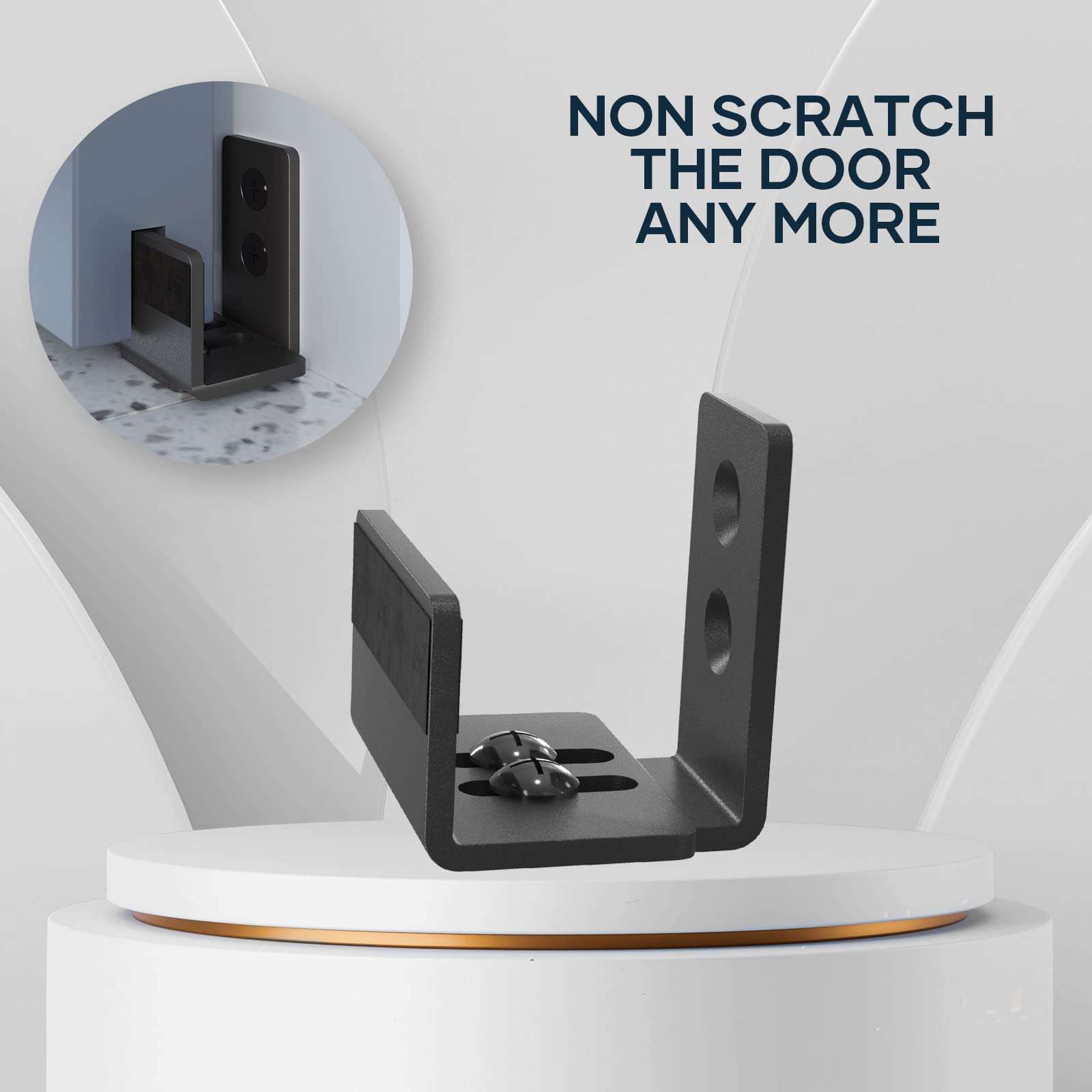 EaseLife Sliding Barn Door Bottom Floor Guide,U Shape,Flexible Adjustable Fit Distance,Flush Flat Bottom Design,Wall Mount System,for Door & Cabinet,Black 5