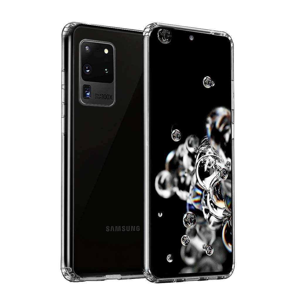 WRJ for Samsung Galaxy S20 Ultra Case,Hard PC Back Clear Crystal Cell Phone Case with TPU Bumper, Anti Slip Scratch Shockproof Resistant Protective Cover Case 1