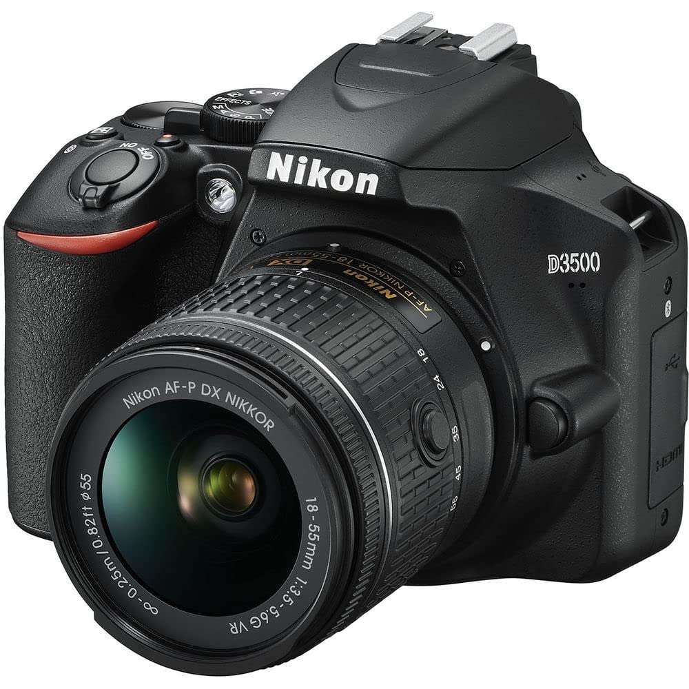 Nikon D3500 24.2MP DSLR Digital Camera with 18-55mm and 70-300mm Lenses (1588) USA Model Deluxe Bundle -Includes- Sandisk 64GB SD Card + Large Camera Bag + Editing Software + Spare Battery + Filters 3