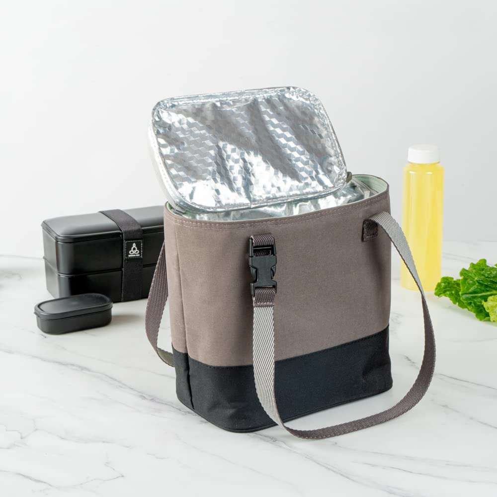 Bento Tek Buddha Box Insulated Lunch Bag - 8 3/4" x 5 1/2" x 7 3/4" - 1 count box, Brown 5