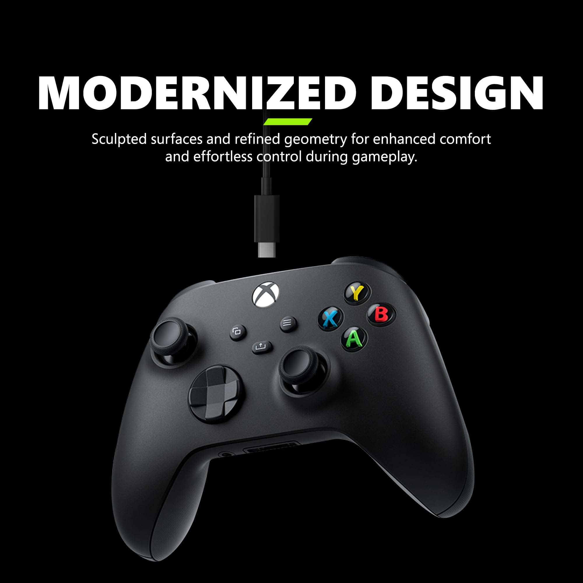 Xbox Wireless Gaming Controller + USB-C® Cable (2025) – Carbon Black – Play on Xbox, Windows, Android, iOS, FireTV Sticks, Smart TVs, VR Headsets 4