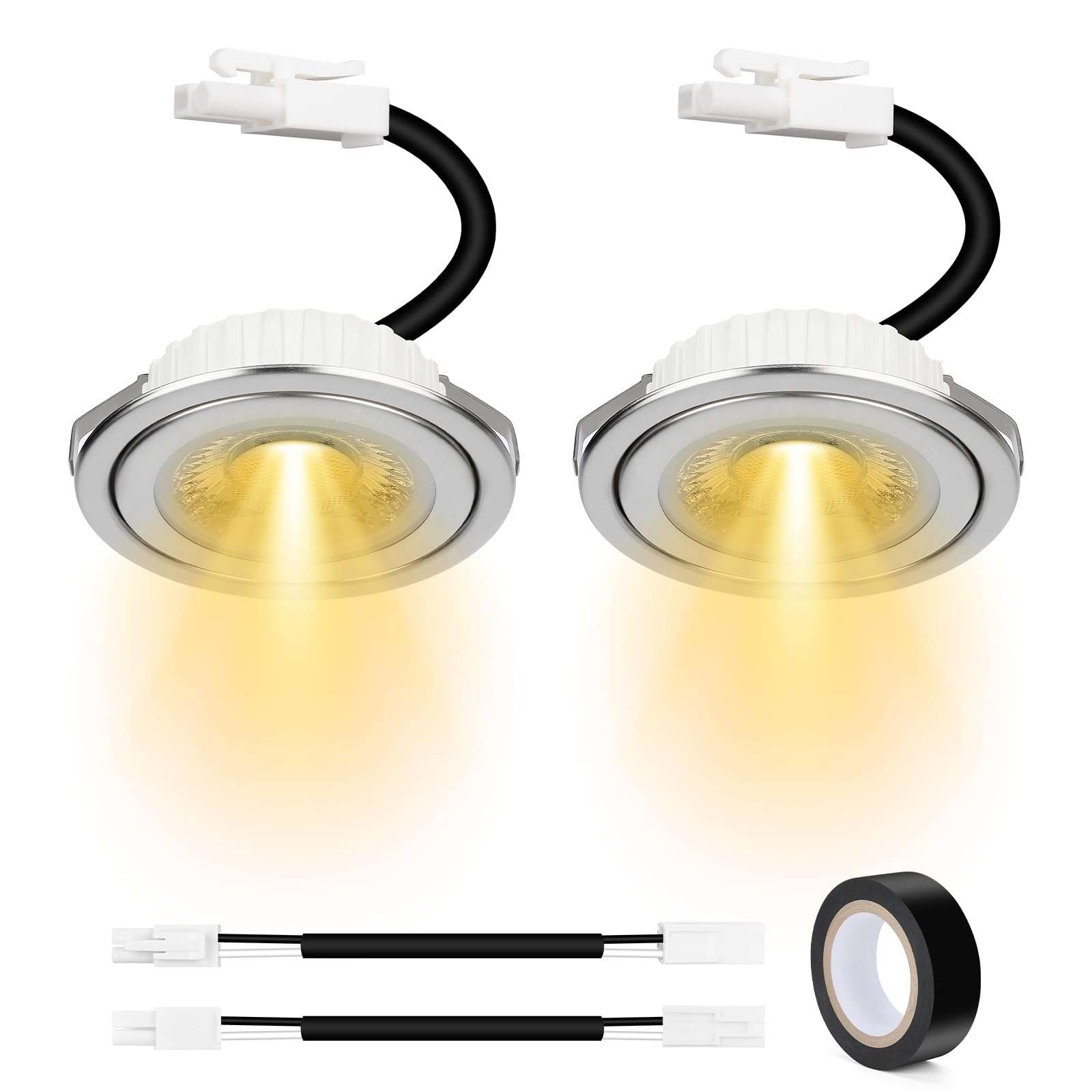 ON-E01-32 Range Hood Light Bulbs Replacement, 12V DC 3W Cooker Hood LED Light Bulbs, Energy Efficient, Long Lifespan, Heat-Resistant Aluminum for Better Heat Dissipation, 3000K Warm Yellow, 2-Pack 1