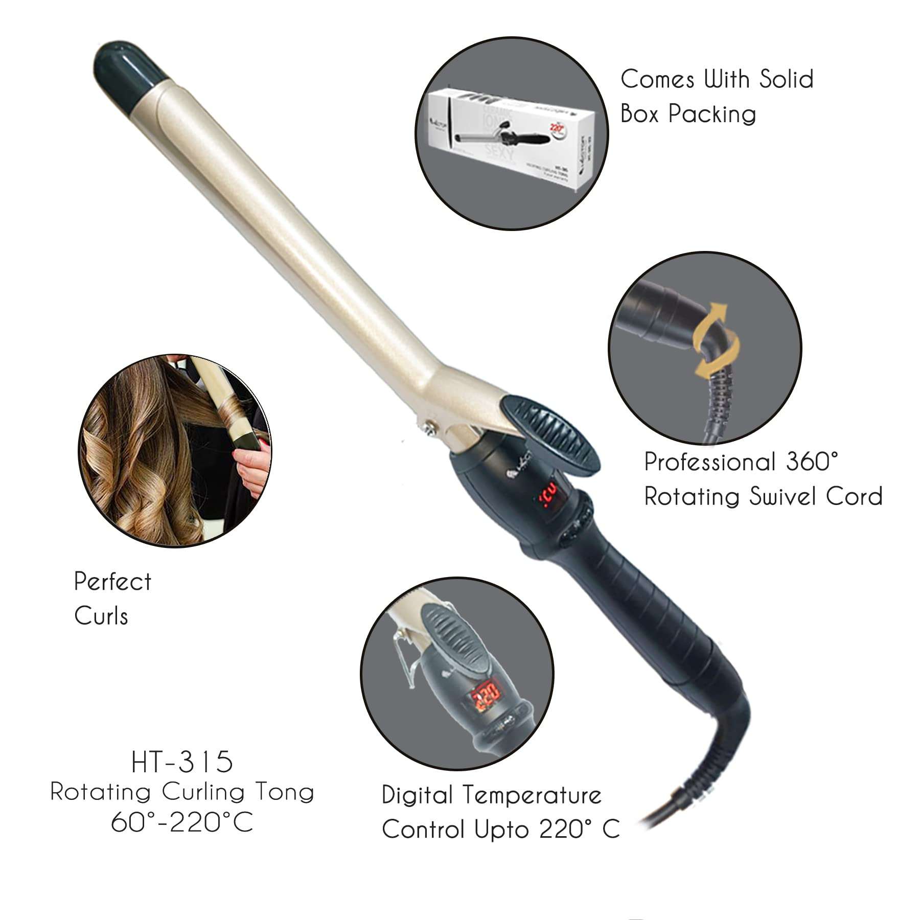 Hector Professional Rotating Curling Iron (Tong) 22 MM 3