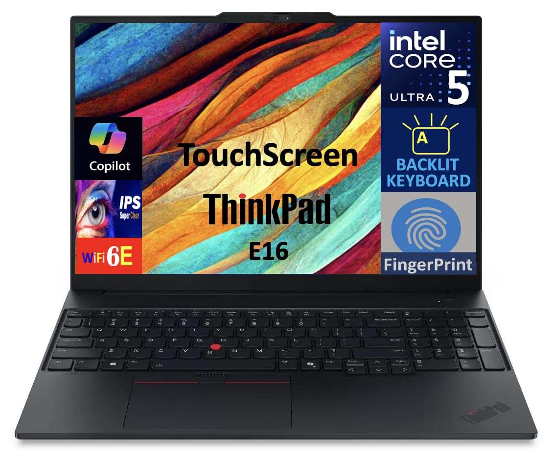 Lenovo ThinkPad E16 Gen 3 Business Laptop 16.0" Touchscreen WUXGA IPS 300 nits (Intel Ultra 5-225U 6-Core 2.00GHz, 64GB DDR5, 512GB PCIe SSD, Backlit KB, FP, Win11P) w/MS 365 Personal, DKZ Hub 3