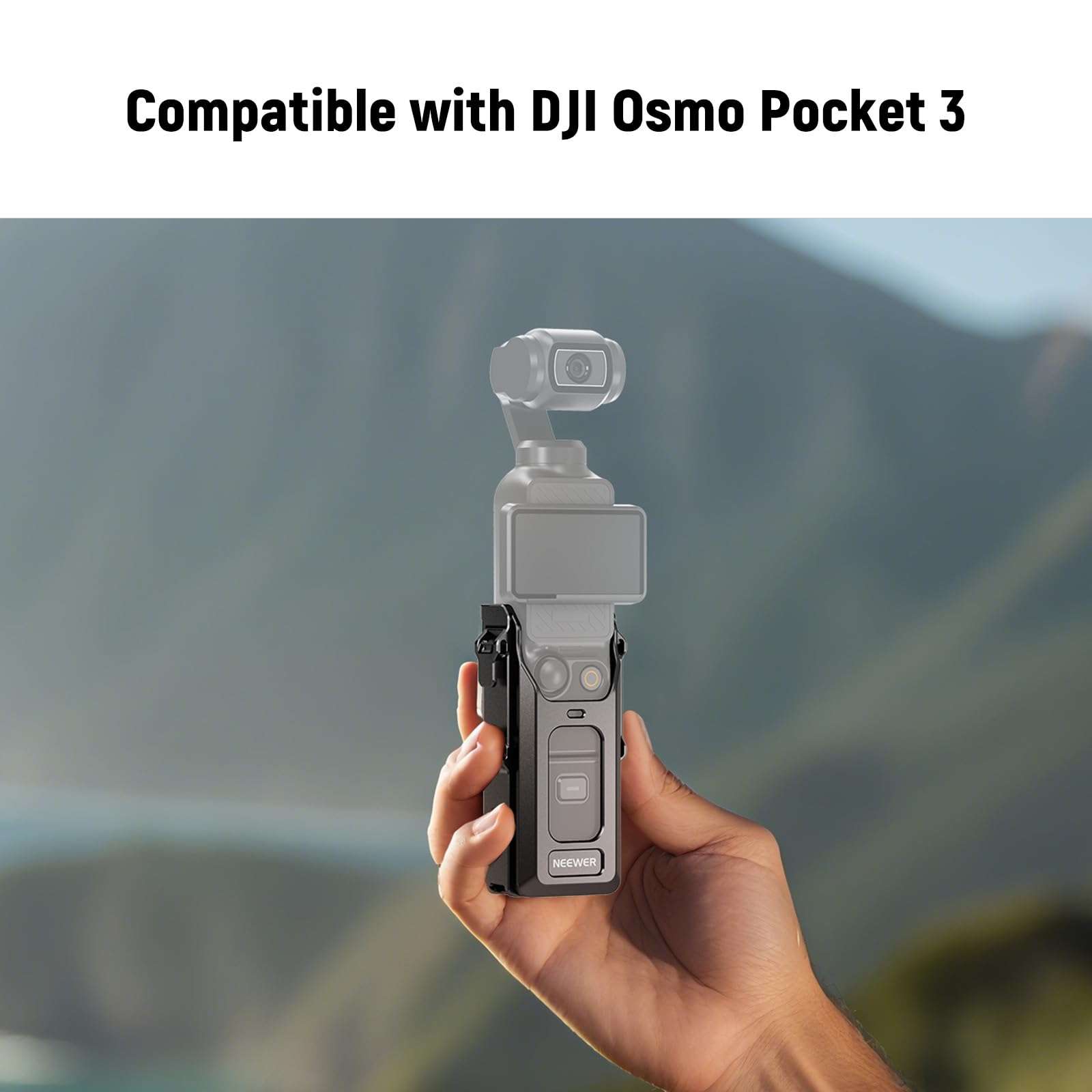 NEEWER Pocket 3 Cage, All in One Aluminum Alloy Protective Video Rig Compatible with DJI Osmo Pocket 3 & Magnetic Mount Accessories, 1/4" Threads Cold Shoe, Slots for Quick Release Side Handle, AC029 3