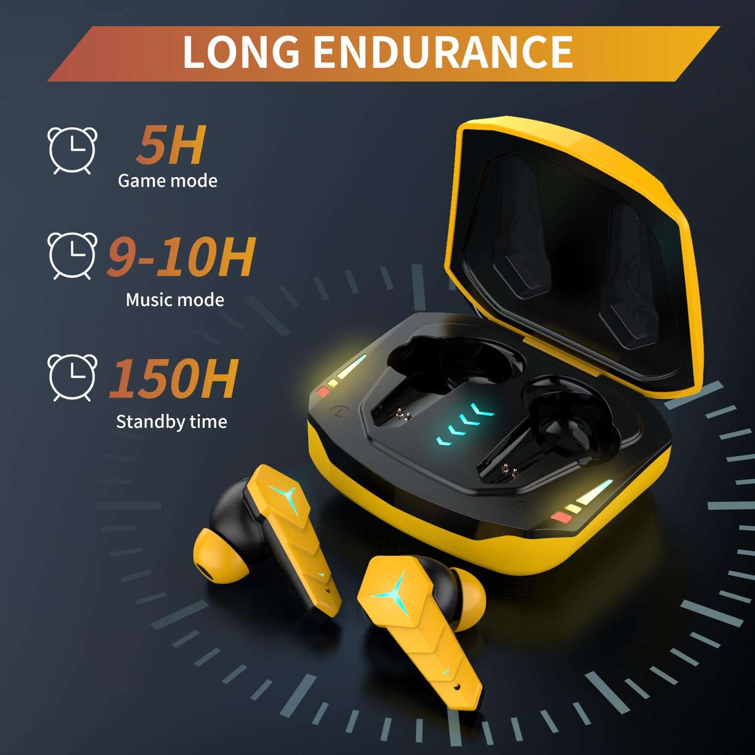 KINGSTAR Wireless Gaming Earbuds, Bluetooth 5.0 Game Earphones with Microphone in-Ear Gaming Headphones Noise Cancelling Earbuds Auto Pairing Ture Wireless Ear Buds for iOS Android 5