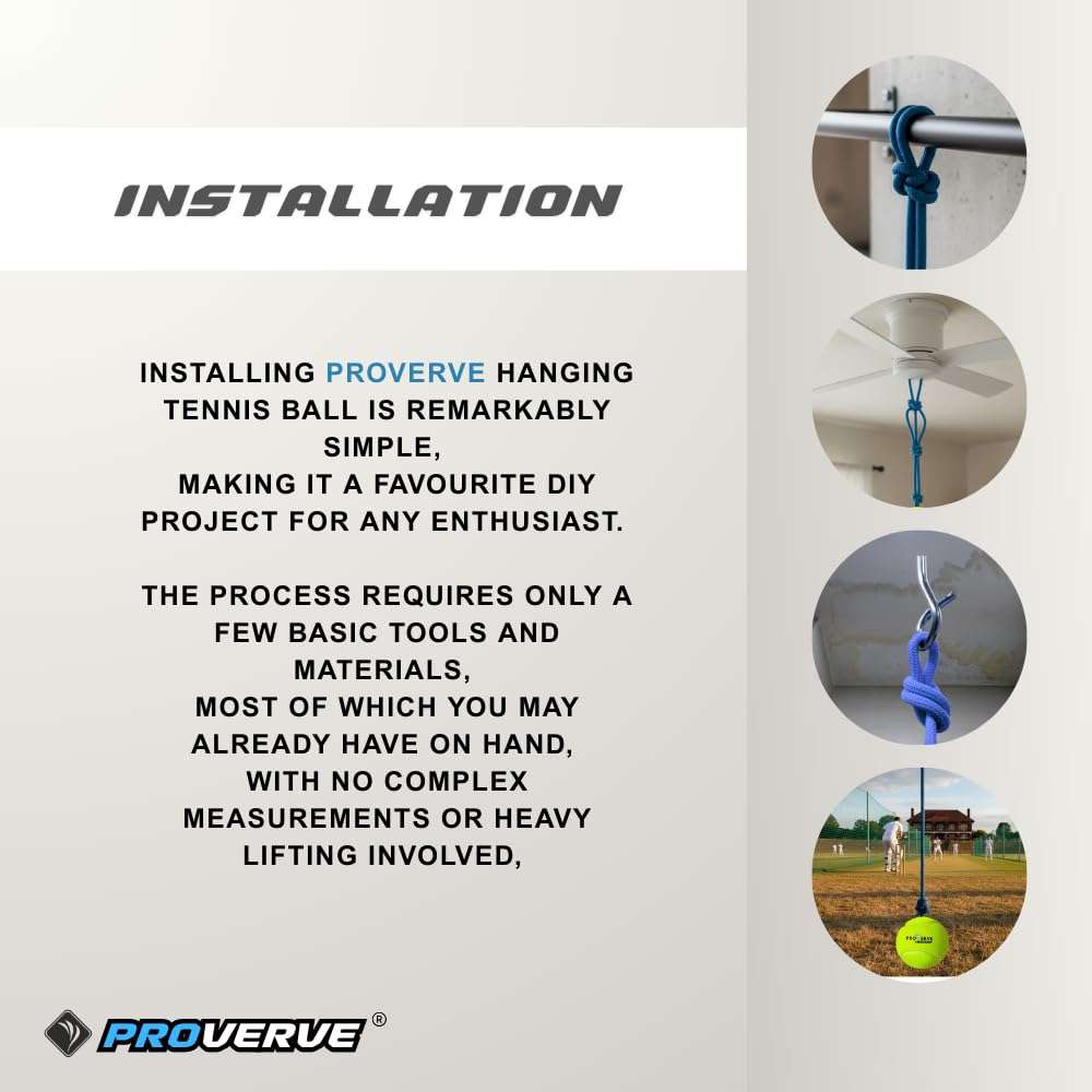 PROVERVE Cotton Hanging Tennis Ball for Kids | Cricket Hanging Ball for Practice | Easy to Hang & Ideal for Indoor and Outdoor Batting and Heavy Training | with Carry Pouch (Pack of 1), Green 6