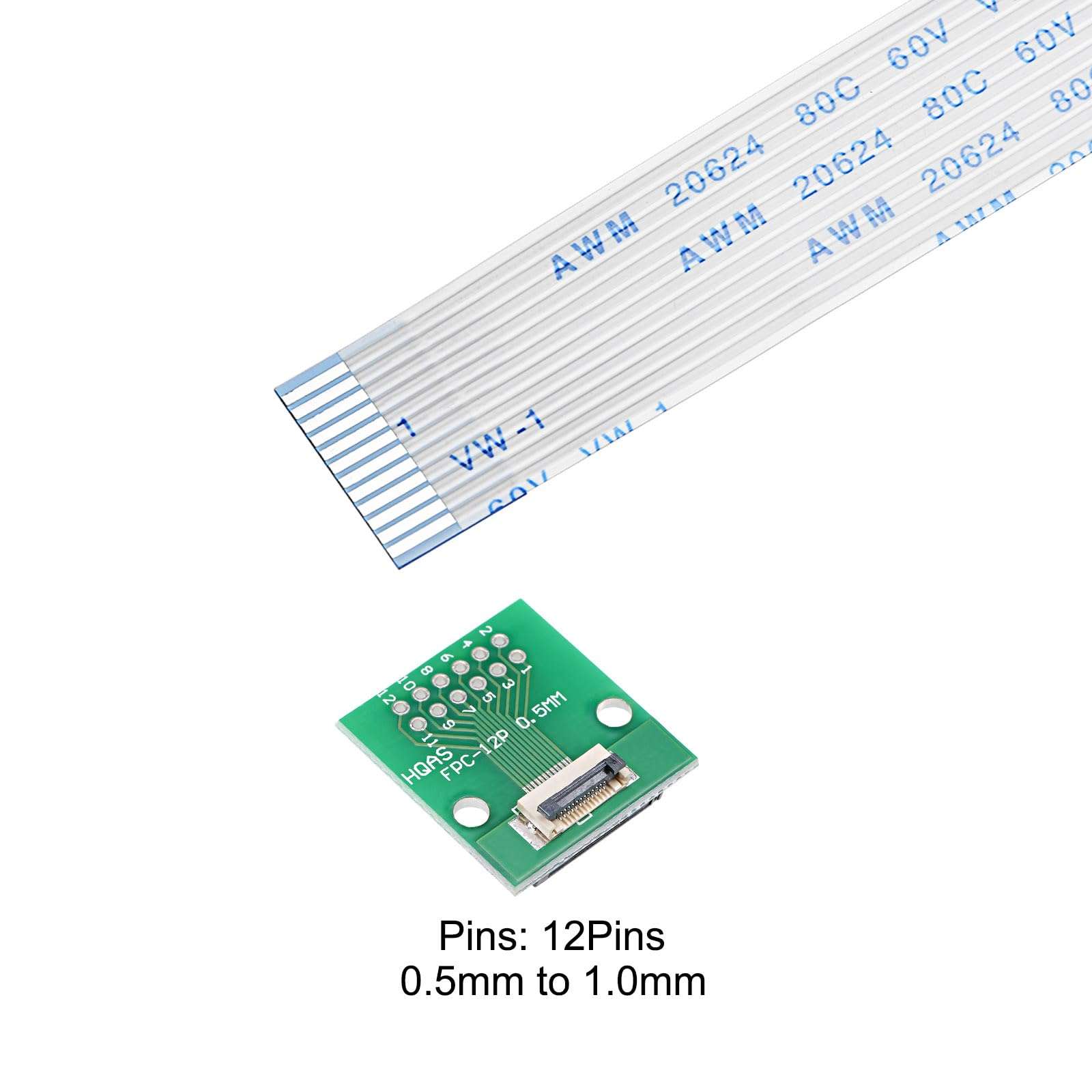 MECCANIXITY 12 Pin FFC FPC 0.5mm 1mm Pitch to DIP 2.0mm and Flexible Flat Cable 150mm 1mm Pitch for FPC/FFC LCD TV Car Audio DVD Player 4