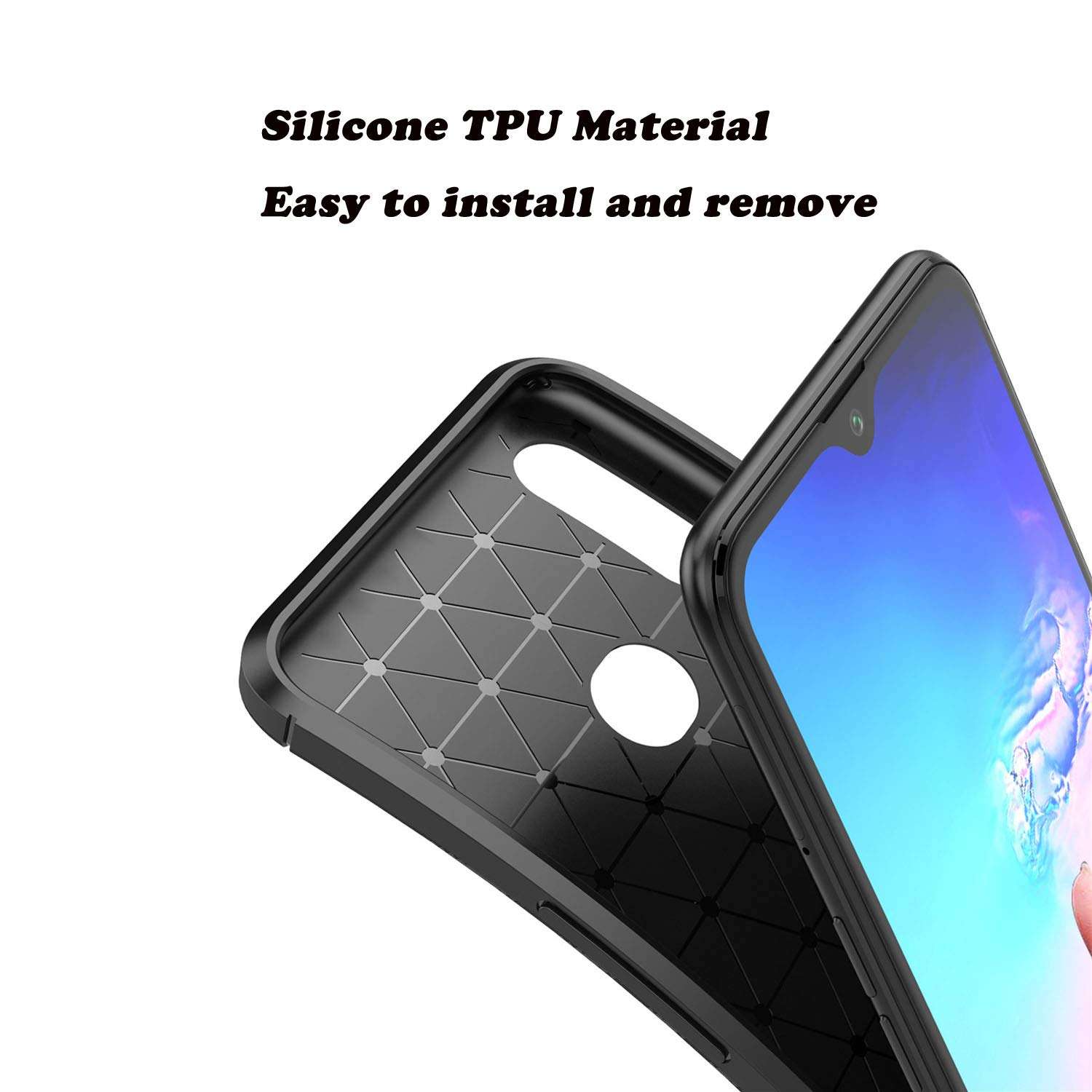 Designed for Samsung Galaxy A30 / A20 Case Carbon Fiber Business Style Ultra Thin Lightweight Cover (Blue) 3