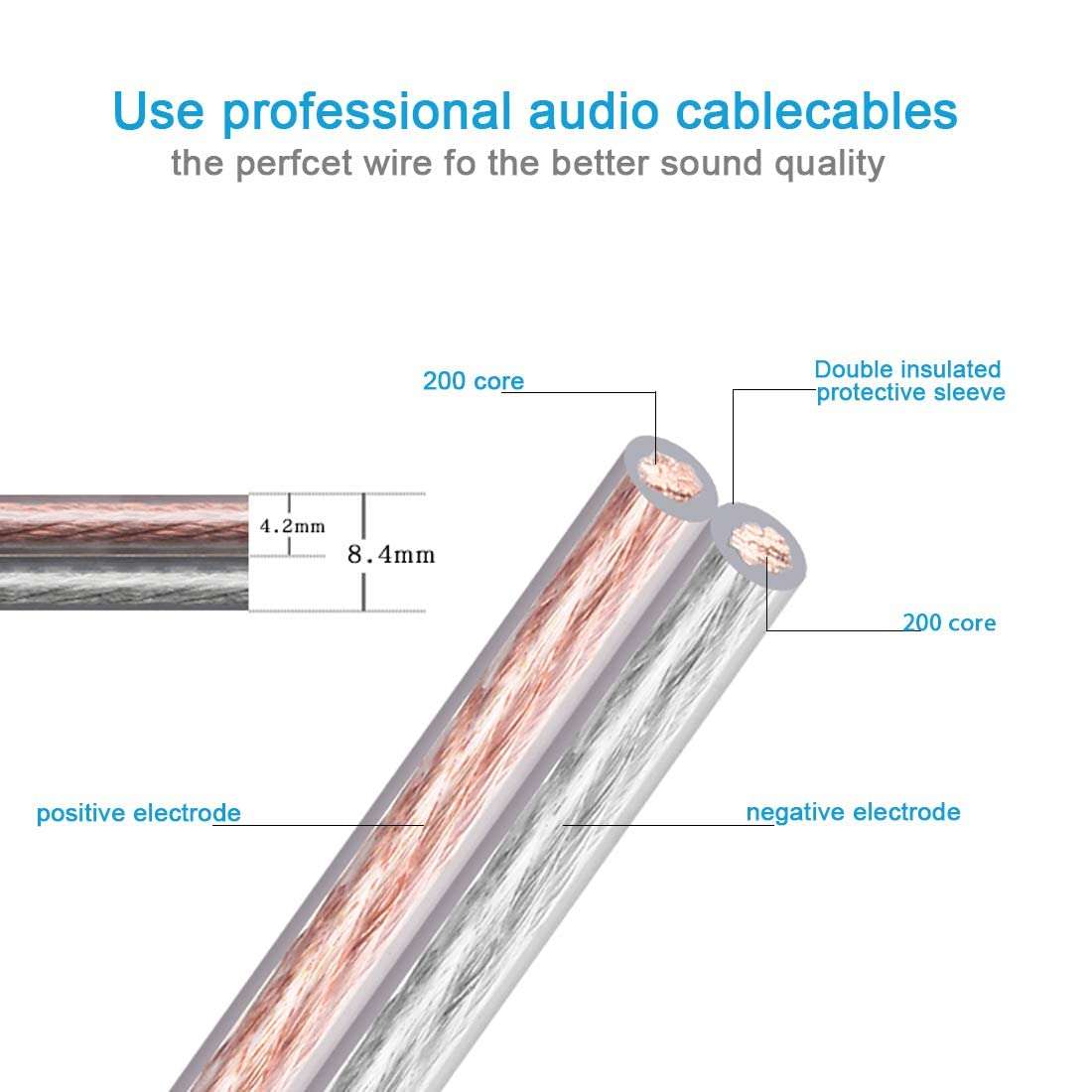 JORZOR 2 Pack Audiophile 14 AWG OFC Speaker Wire, with RCA Male (Black & Red) to 2 Banana Plugs (0.75M(2.5FT)) 3