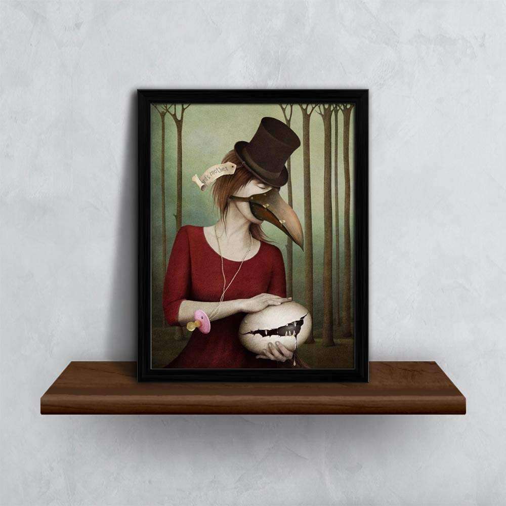 ArtzFolio Conceptual Art With Girl An Child Egg Tabletop Painting Black Frame 10 x 12.6 inch (25 x 32 cms) 4
