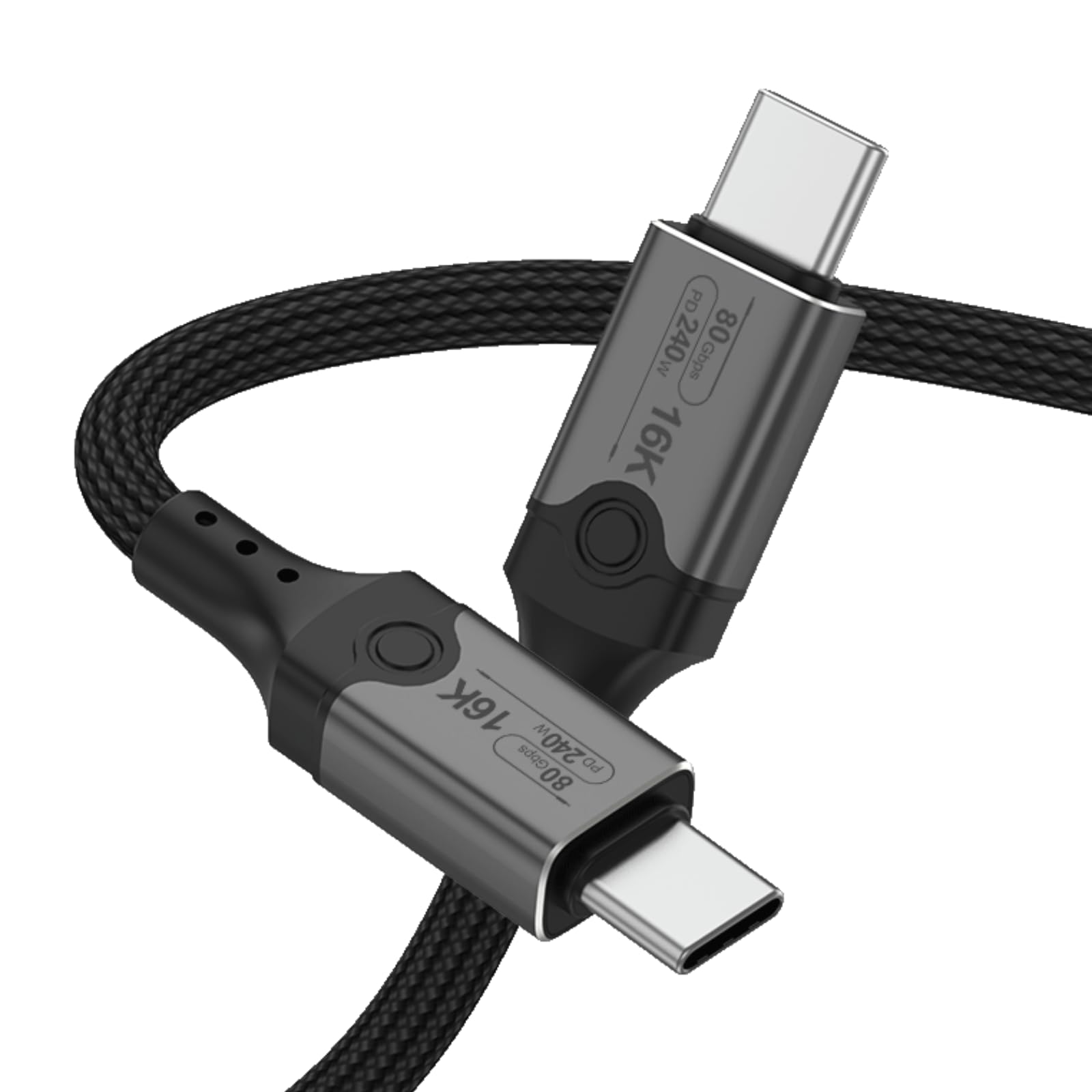 Leehitech 80Gbps Thunderbolt 5 Cable [Braided], 240W Fast Charging, 16K/ Dual 8K 60Hz, 4K 540Hz/240Hz, USB 4 Type C Monitor Video Display Cable 6.6FT, for Thunderbolt 4/5, MacBook, iPhone 16/15 Pro 1