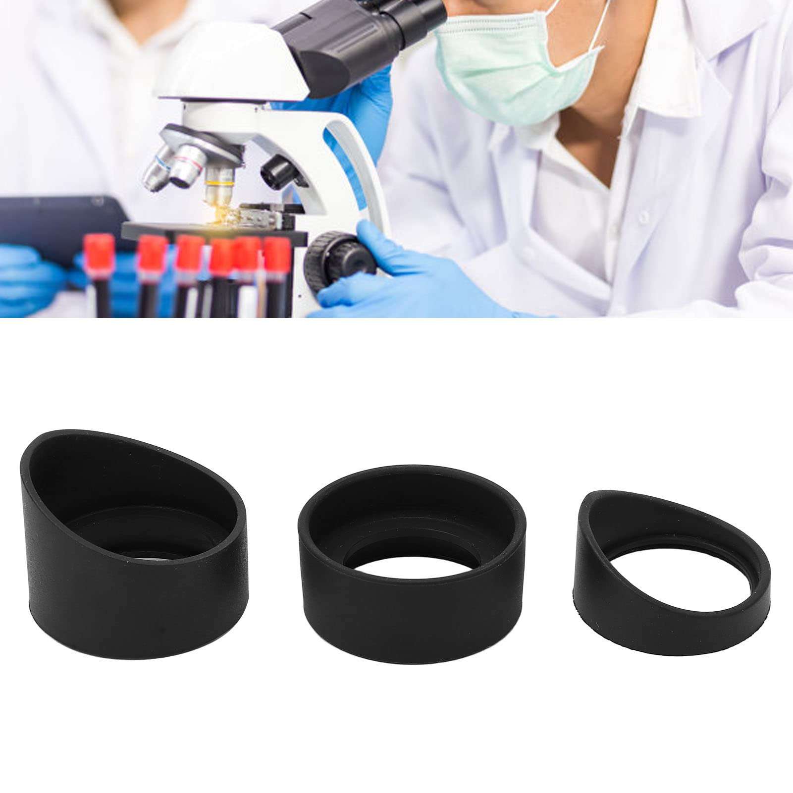 3pcs Soft Rubber Eyepiece Covers, 33mm Inner Diameter Microscope Eyepiece Eyeshields, for AmScope SW, SM and ZM Series Stereomicroscopes 6