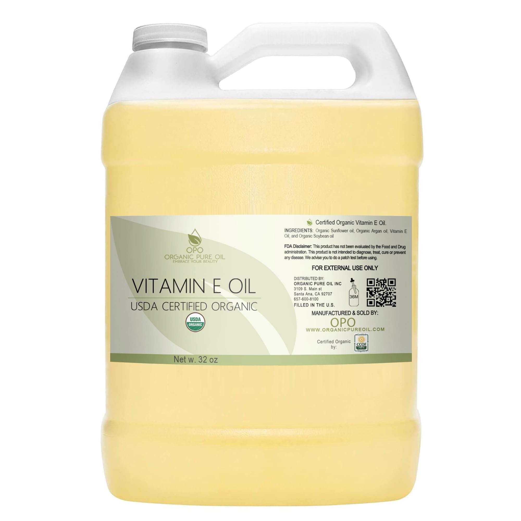 Vitamin E Oil - Organic, 43,000 IU, Natural Vegan Cruelty-(128 oz. / 1 Gallon), Free Bulk Extra Strength for Face Skin Hair Body Eyelashes Locs Nails - Antioxidant Moisturizer DIY Cream Lotion 1