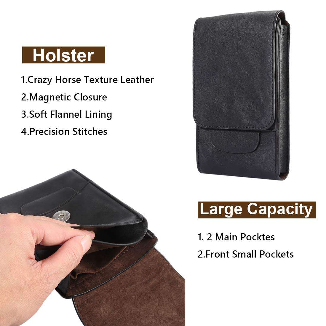 Crazy Horse Vertical Leather Clip Holster for Huawei Mate20 X, Man Purse, Phone Carrying Case for Samsung Galaxy Note20,S20 Ultra 5G,Note20 Ultra 5G,A70S,A20S,A21,A80, A90,A90 5G,A70 6