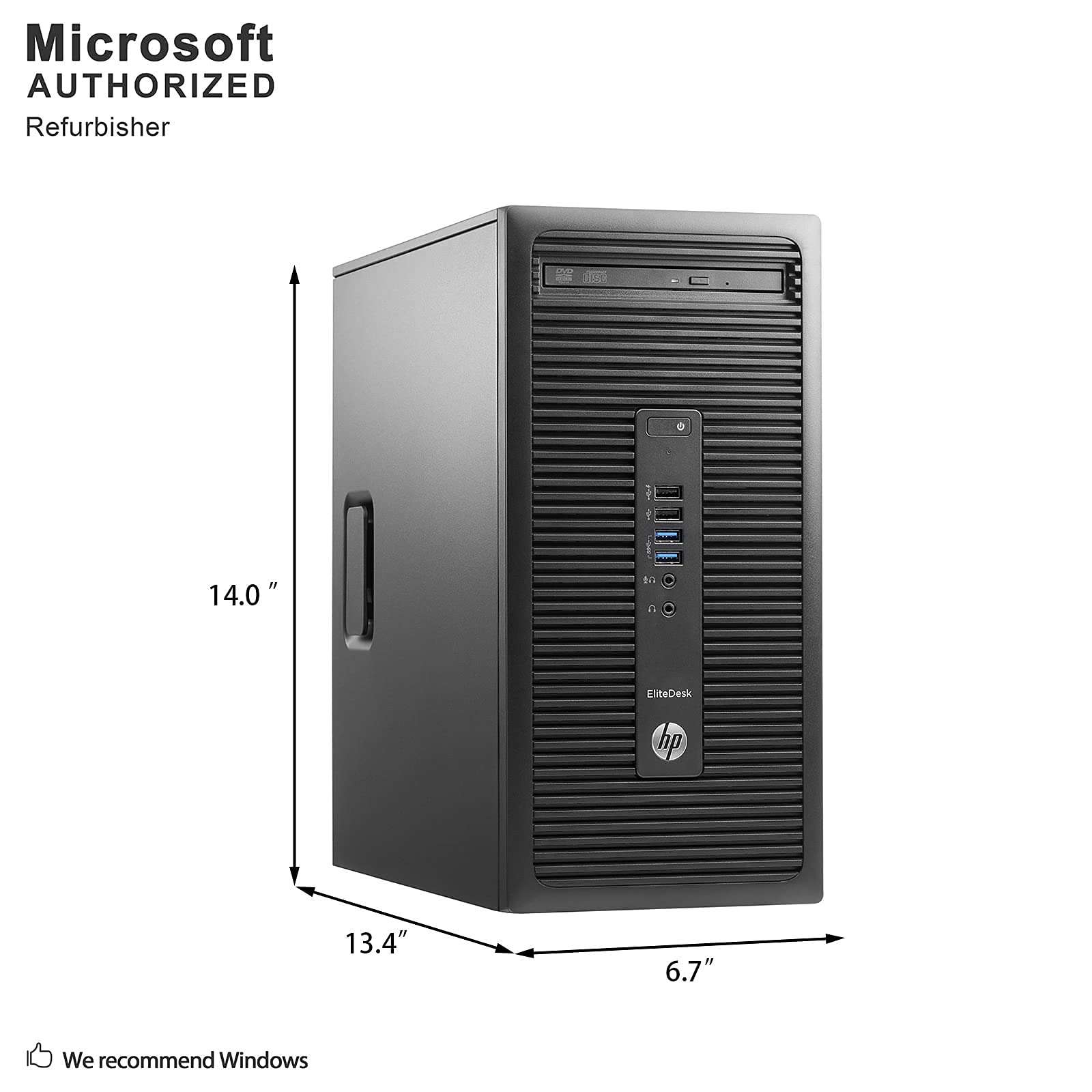 HP EliteDesk 705 G2 Tower Business Desktop PC, AMD Quad A10 Pro-8750B up to 4.0GHz, 12G DDR3, 2T, WiFi, BT 4.0, DVD, Windows 10 64 Bit-Multi-Language Supports English/Spanish/French (Renewed) 4