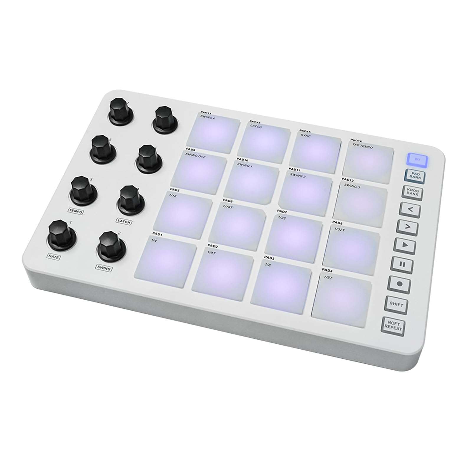 summina MIDI Controller Strike Pad Midi Drum Pad RGB Backlight MIDI Keyboard BT Connection Low Latency 16 Strike Pads 8 Assignable Knobs Note Repeat Portable MIDI Pad Controlador Midi