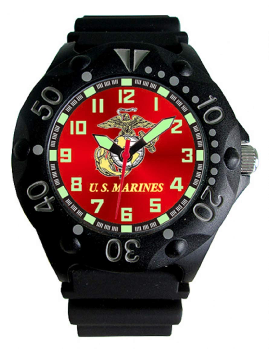 Aqua Force Marines Dive Watch with 48mm Red Face Rotating Bezel
