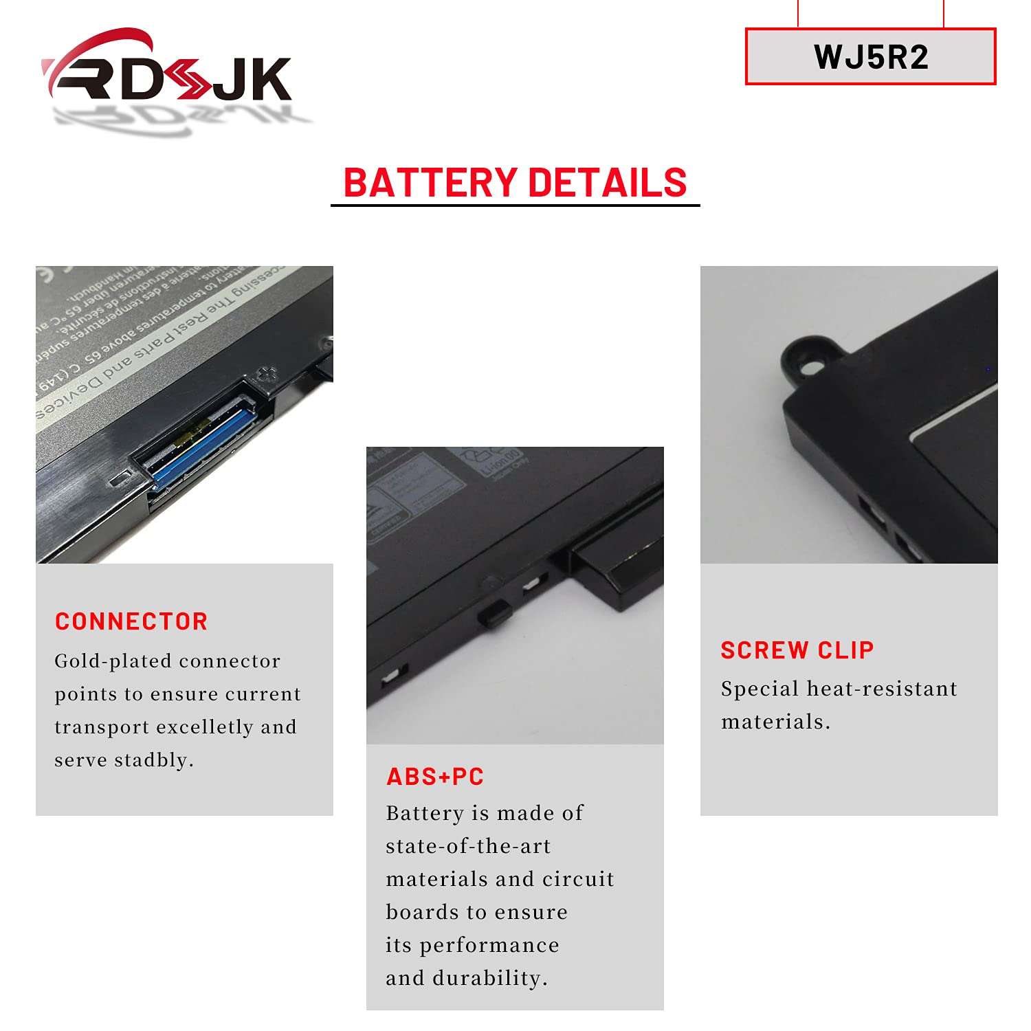 RDSJ WJ5R2 4F5YV Laptop Battery for Dell Latitude 5570 E5570 Precision 3510 M3510 Series Notebook 0G6LC G9G1H 04F5YV 0G9G1H K1G3K 11.4V 84Wh 5