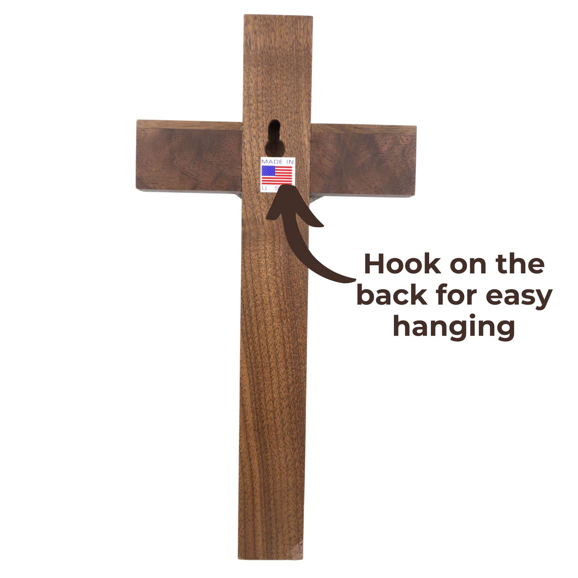 Needzo Walnut Wood Crucifix with Pewter Corpus and Wedding Rings, Marriage Gifts for Couples, Religious Ceremony, 10 Inches 4