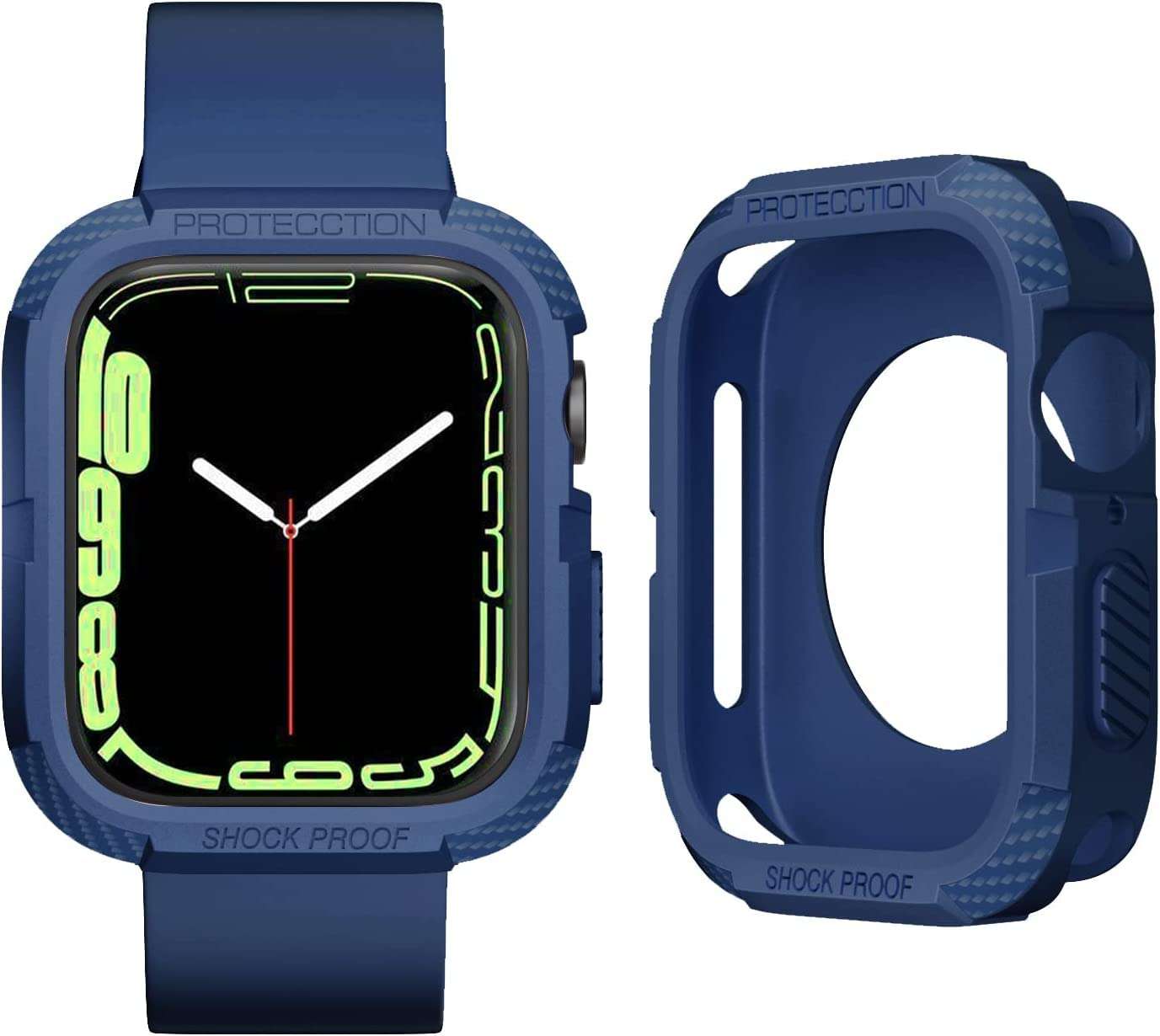 Printme Rugged Case Compatible with Apple Watch Series All Around Shockproof Bumper Case Protective Cover Frame for iWatch Series 6/5/4 44mm - Black+Blue (41mm/40mm) 3