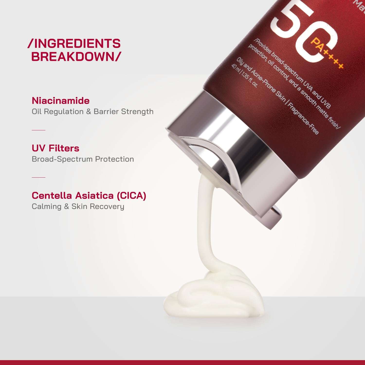 /PHD/Niacinamide Dry Touch Matte Sunscreen SPF50 PA++++ | Oil Control for Oily & Acne-Prone Skin | SPF 50 for Dry Skin | Broad Spectrum UVA UVB Protection | 40 ml 3