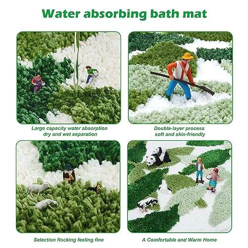 Baahrnom Tufted Bathroom Rugs 32" x 20" Extra Soft Green Bath Mat Machine Washable Cute Leaf Rug Non Slip Durable for Kitchen Bedroom Toilet 5