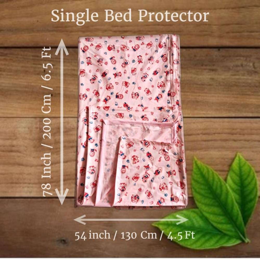 Mothers Choice® Single Waterproof PVC Plastic Mattress Protector/Bed Protection Sheet for Baby and Adult, 78 x 52 Inches - Pack of 1 - Pink 3