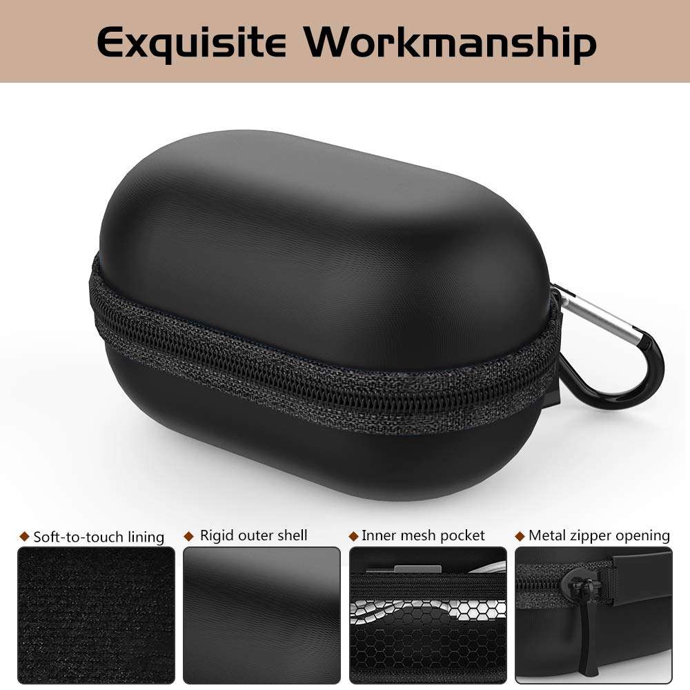 MoKo Carrying Case Compatible with Samsung Galaxy Buds + Plus 2020 / Galaxy Buds 2019, Protective Bag Portable Pouch Cover Storage Case with Elastic Band and Mesh Accessory Pocket - Black 3