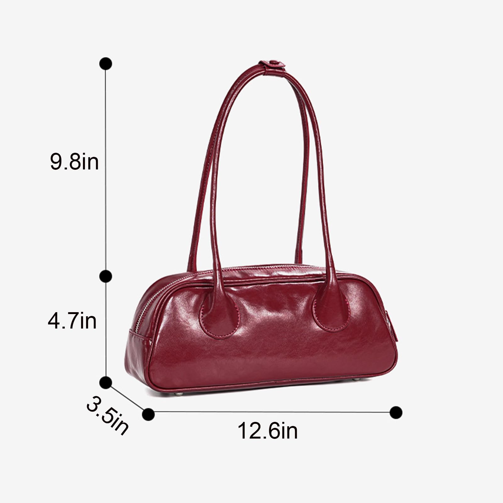 JOTOUCH Shoulder Bag for Women, Leather Fashion Ladies Tote Handbag, Shoulder Purse with Zipper (Red) 3