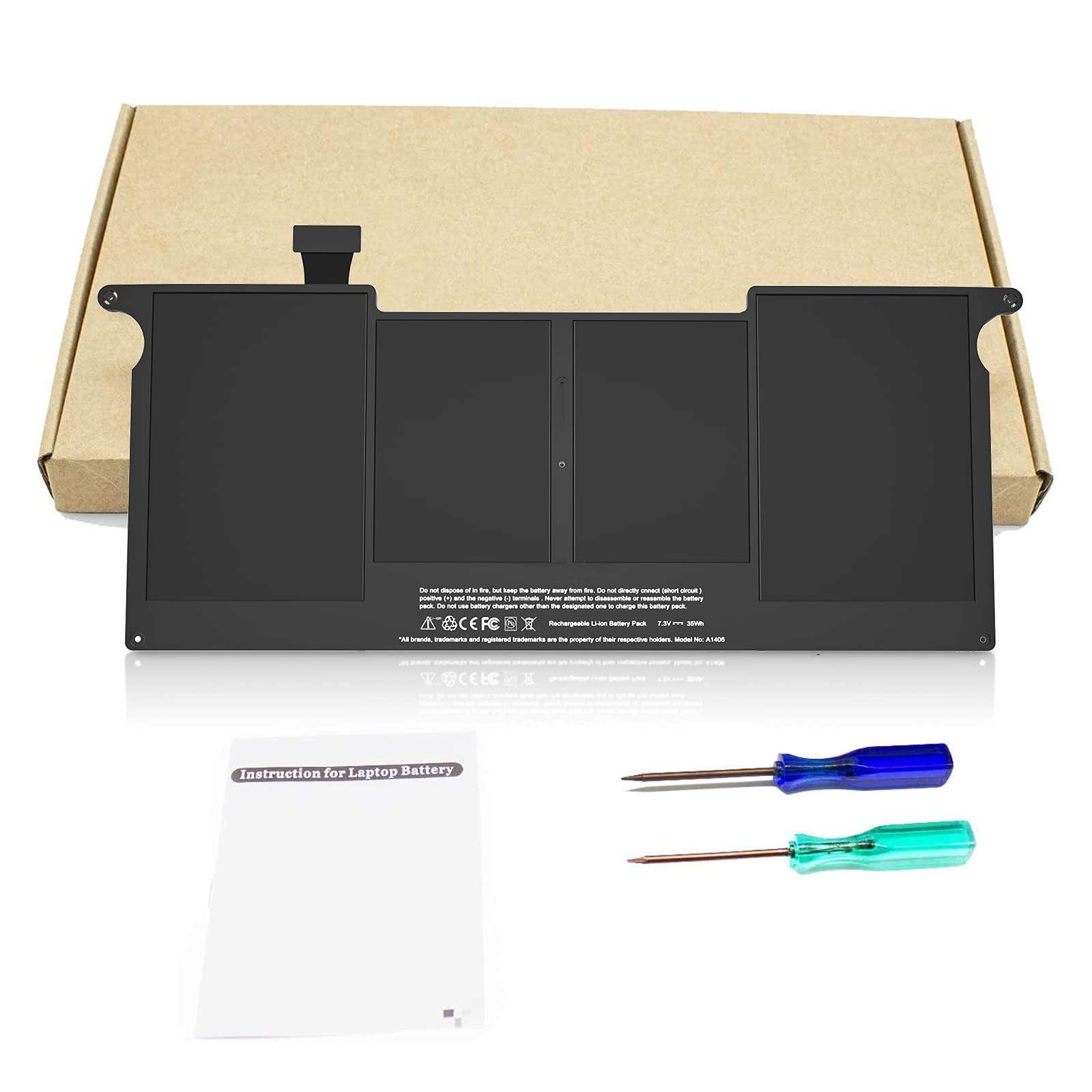 POWERWOO A1465 Battery, A1406 A1370 A1495 Replacement Battery for Laptop MacBook Air 11 inch (Mid 2011 2012 2013 Early 2014 2015 Version) - High Performation [39Wh/7.6V/5100mAh] 6