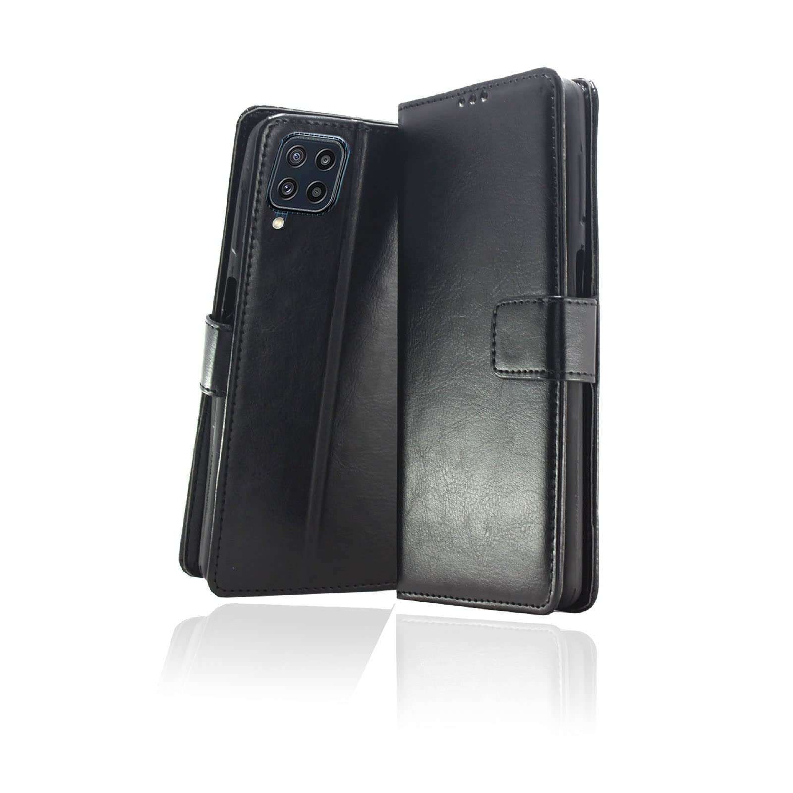 KBV Samsung Galaxy M32 4G / M32 Prime / F22 4G / A22 4G Leather Finish Flip Back Cover Case with Magnetic Closure, Inbuilt Stand, Money Pocket, Screen Protector