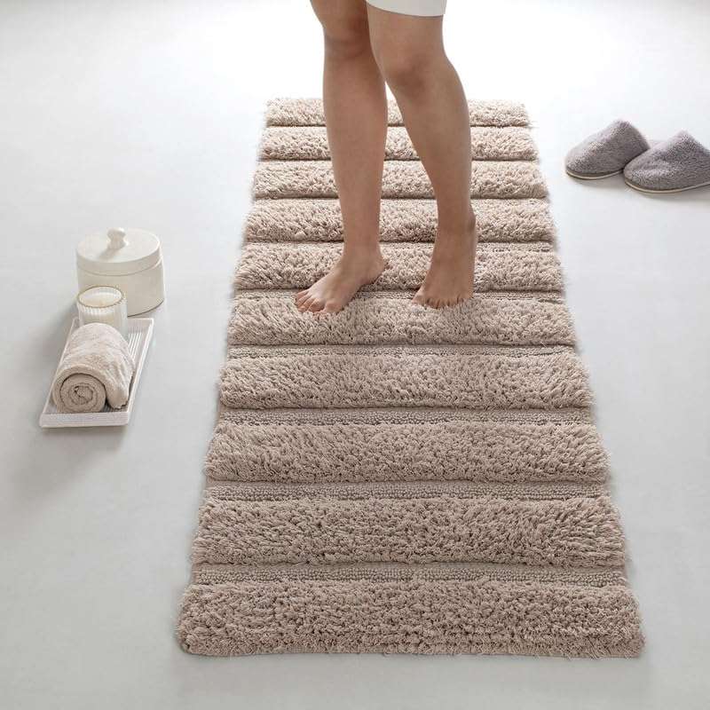 Spread Spain Luxury Cotton Bathmat 50X130 cm - Super Absorbent Non-Slip Resort-Style Bathroom & Kitchen Rug Soft and Durable Floor Mat for Home Spa (50X130cm COBL STN) 4